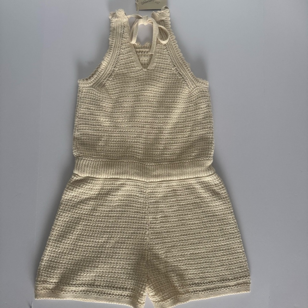 NWT Universal Thread Cream Crochet Sleeveless Romper Women’s Size XS - Picture 6 of 13